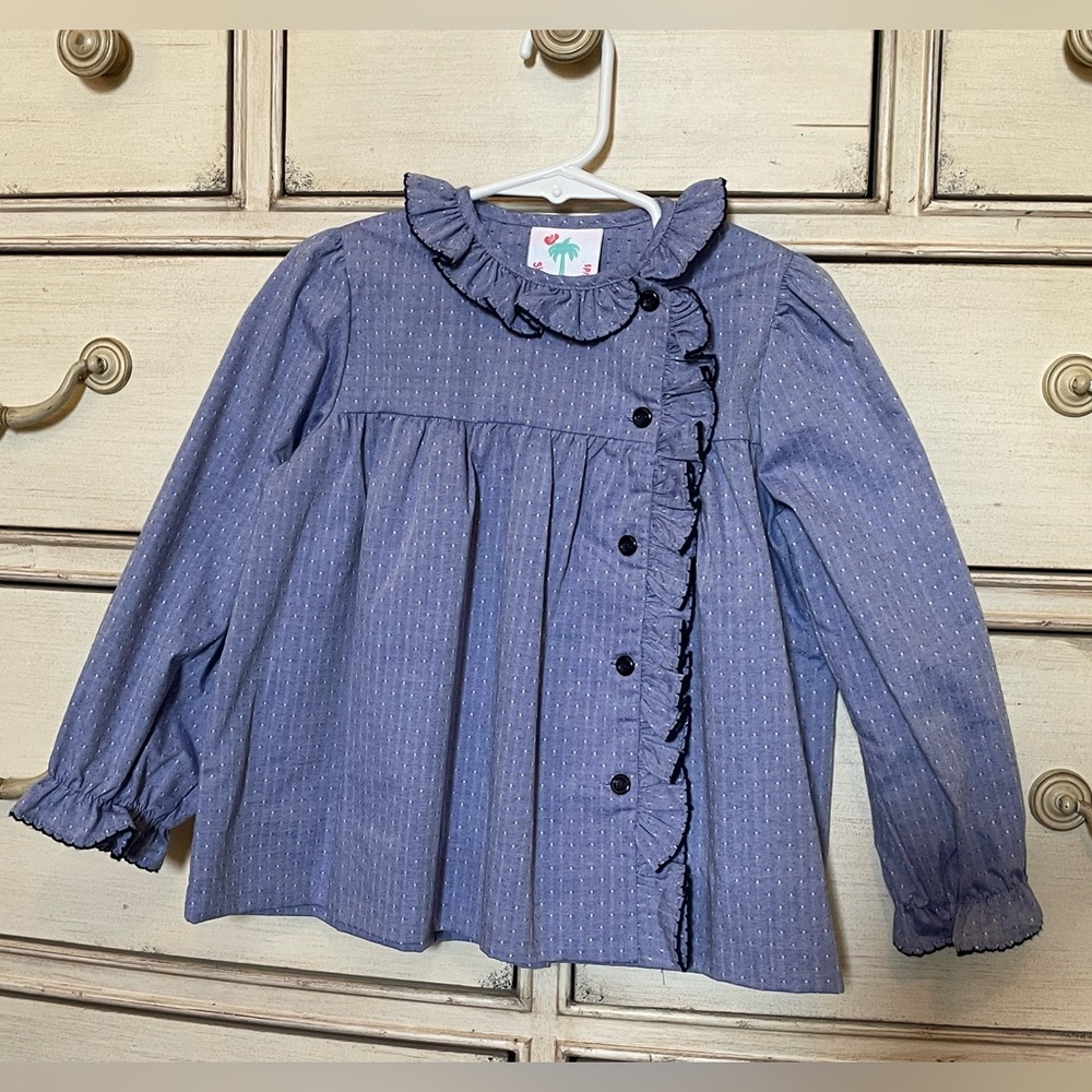 Shrimp and Grits Little Girls 4T Blue Top